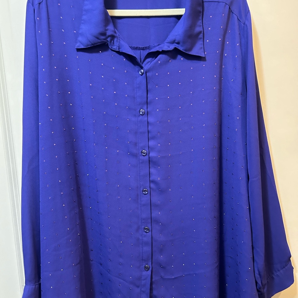 Vivid Purple with Rhinestones Blouse 4X
